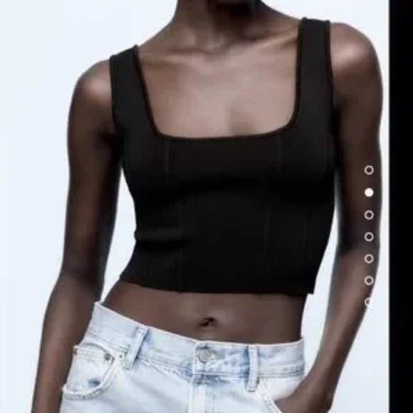 Zara Black Crop Top Medium - Picture 1 of 6